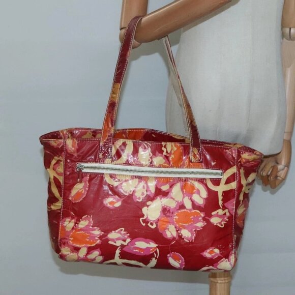 CHANEL High Summer Tote Bag Vinyl Red Silver CC Auth - Picture 1 of 16